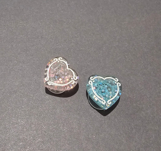 white lining heart croc charms