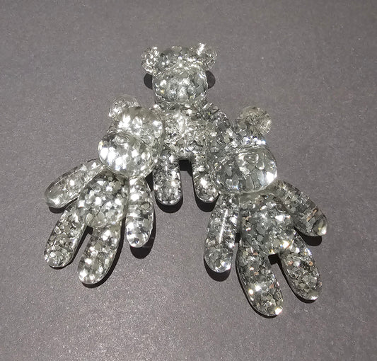 silver glitter teddy bear croc charms